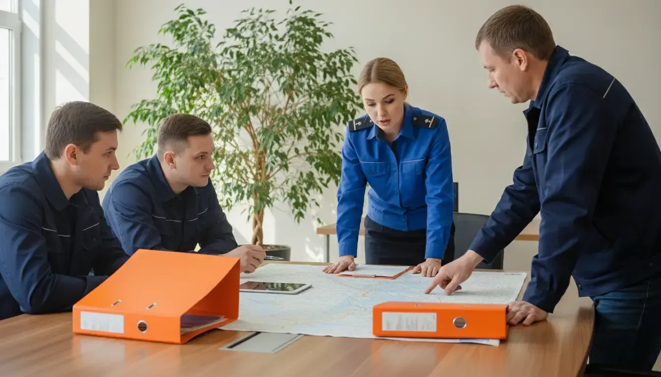 Диспетчер проводит инструктаж для водителей
